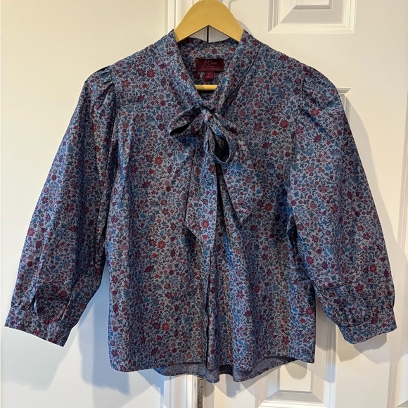 J. CREW Liberty Tie-Neck Blouse in Columbo Chambray - Picture 5 of 10